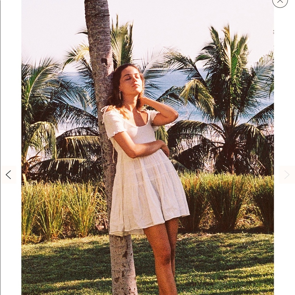 Free People Womens Happy With You Mini Dress Cold Shoulder White Boho Western